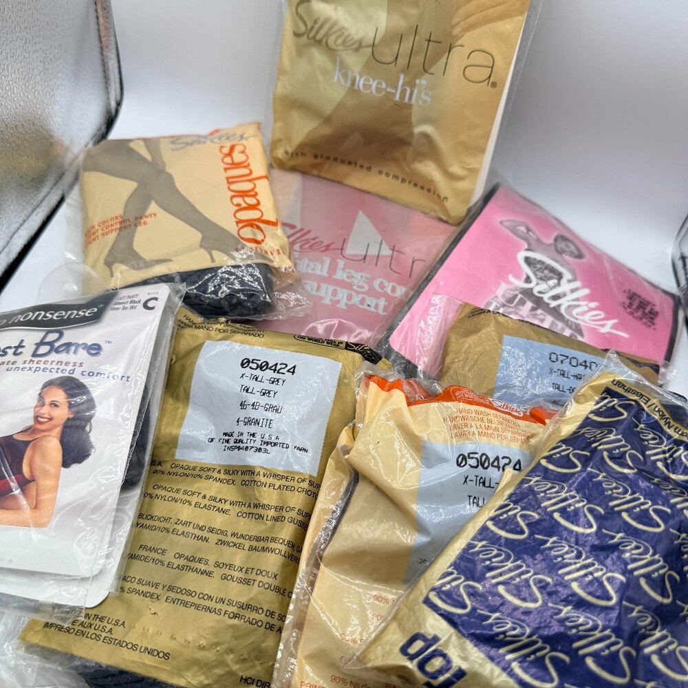 ✨ Vintage Hosiery Mystery Lot – 9 Mixed Pieces – Silkies, No Nonsense, Support